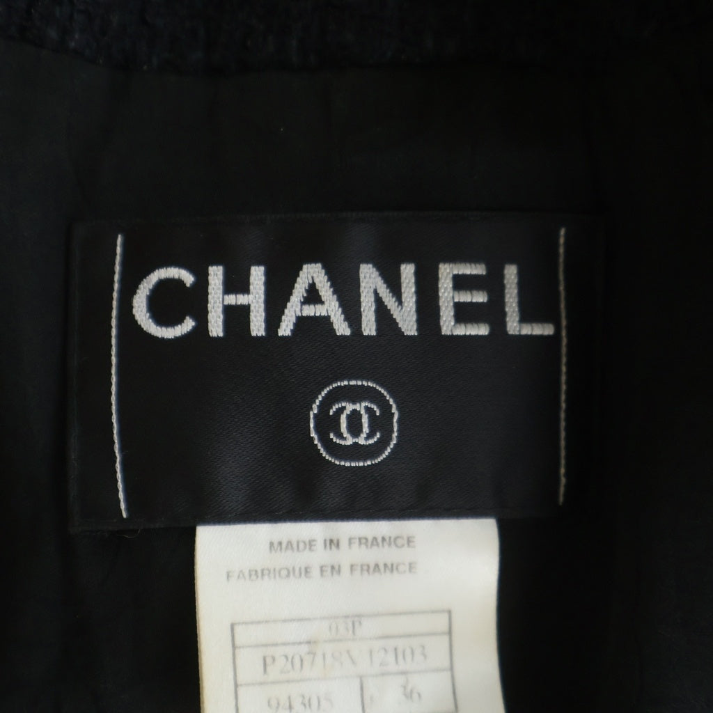 CHANEL(シャネル) テーラードジャケット ブラック ナイロン×ウール #36 P20718V12103 レディース