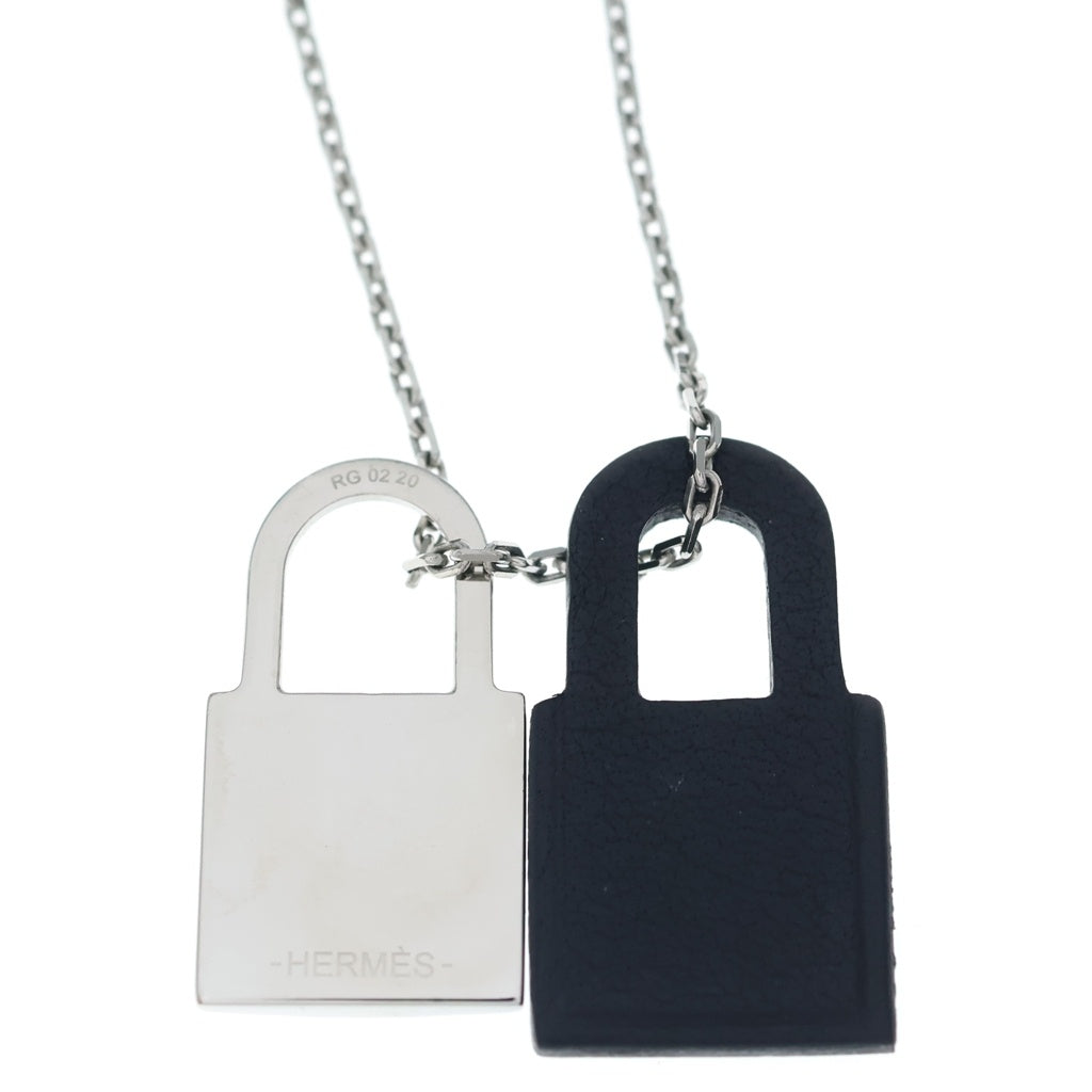 HERMES(エルメス) O'Kelly オーケリーネックレス PM SV925 D刻印 カデナ メタル レザー シルバー/ブラック レディース