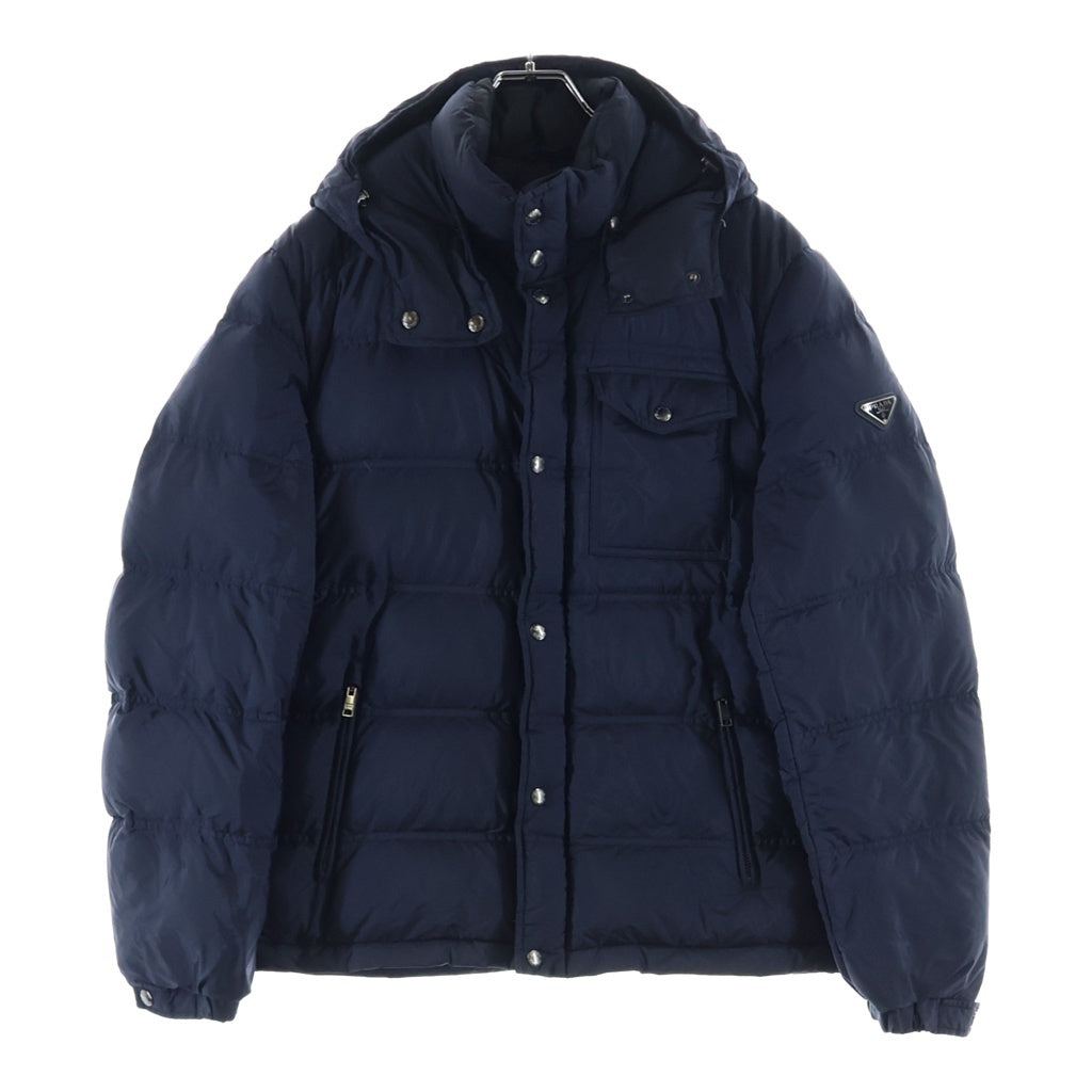 PRADA(プラダ) 21AW トライアングルロゴプレート フーデッド ジップアップ ダウンジャケット ネイビー SGH573
