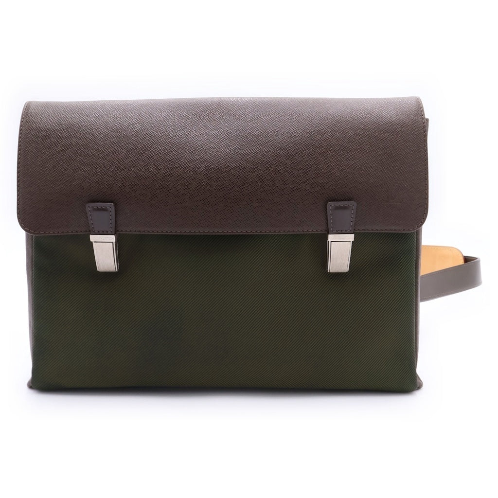 LOUIS VUITTON(ルイヴィトン) サラトヴGM タイガ レザー キャンバス ショルダーバッグ ブラウン/グリーン M30882