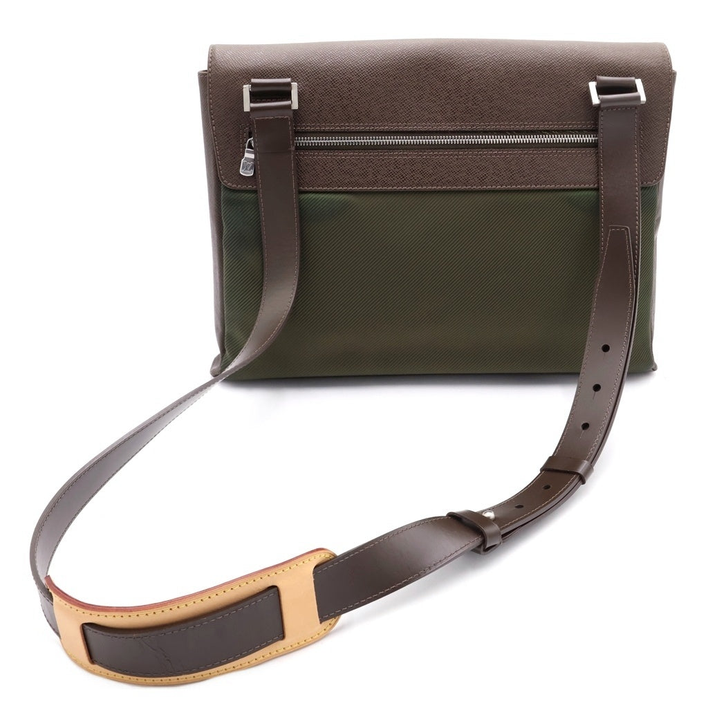 LOUIS VUITTON(ルイヴィトン) サラトヴGM タイガ レザー キャンバス ショルダーバッグ ブラウン/グリーン M30882