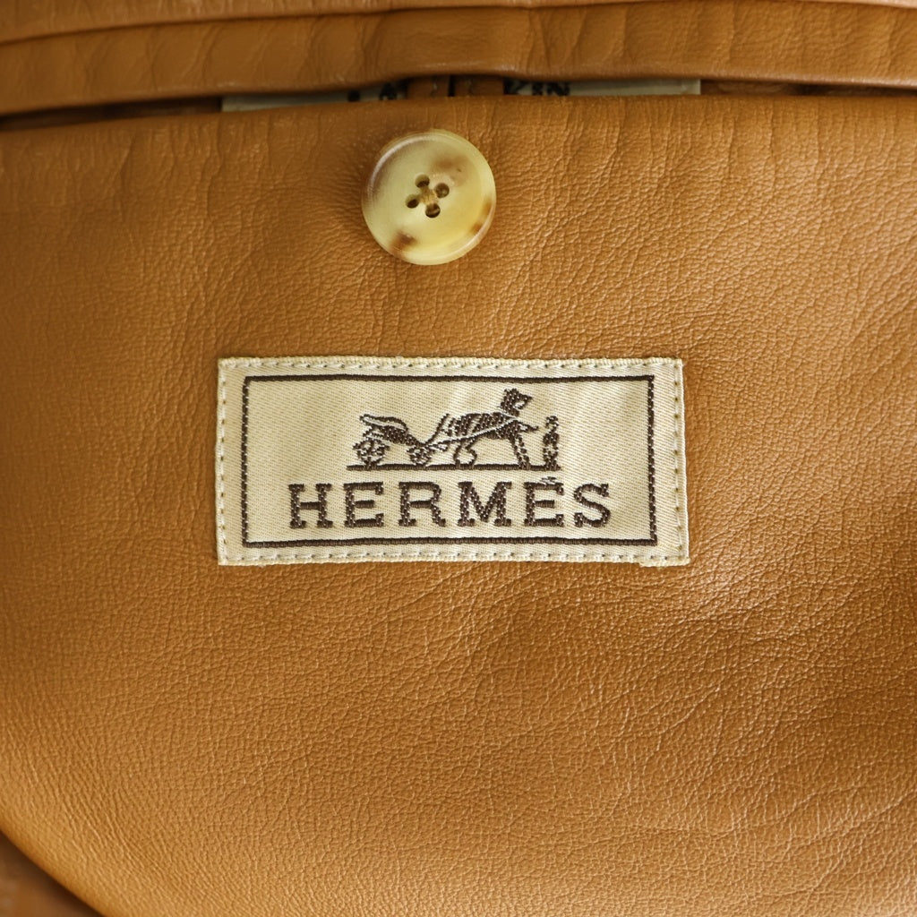 HERMES(エルメス) ラムスキン レザー ジップアップ シングルライダース
