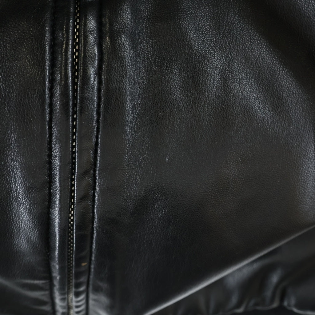 HERMES(エルメス) ラムスキン レザー ジップアップ フーデッド ジャケット ブラック