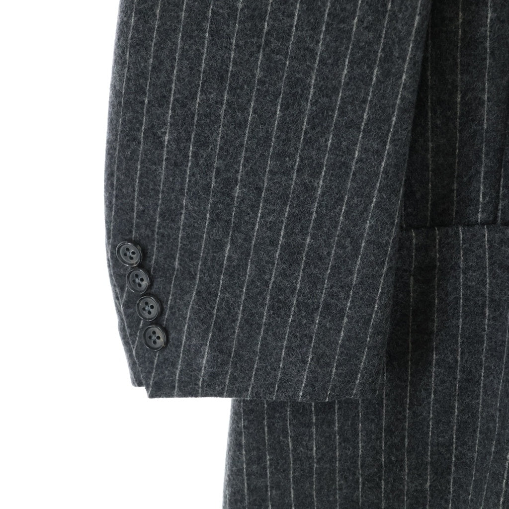 HERMES(エルメス) セットアップスーツ ストライプ総柄 ウール 3B テーラードジャケット スラックスパンツ グレー