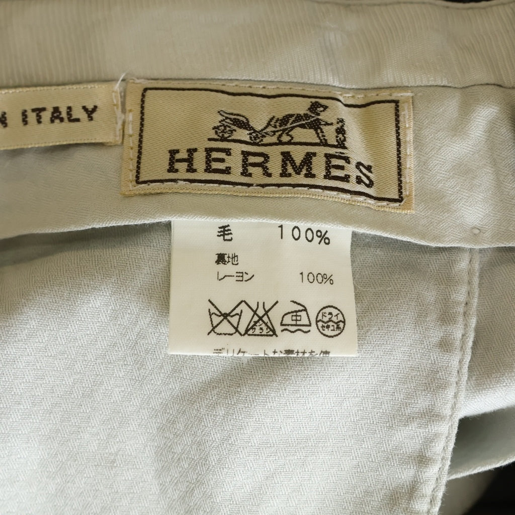 HERMES(エルメス) セットアップスーツ ストライプ総柄 ウール 3B テーラードジャケット スラックスパンツ グレー