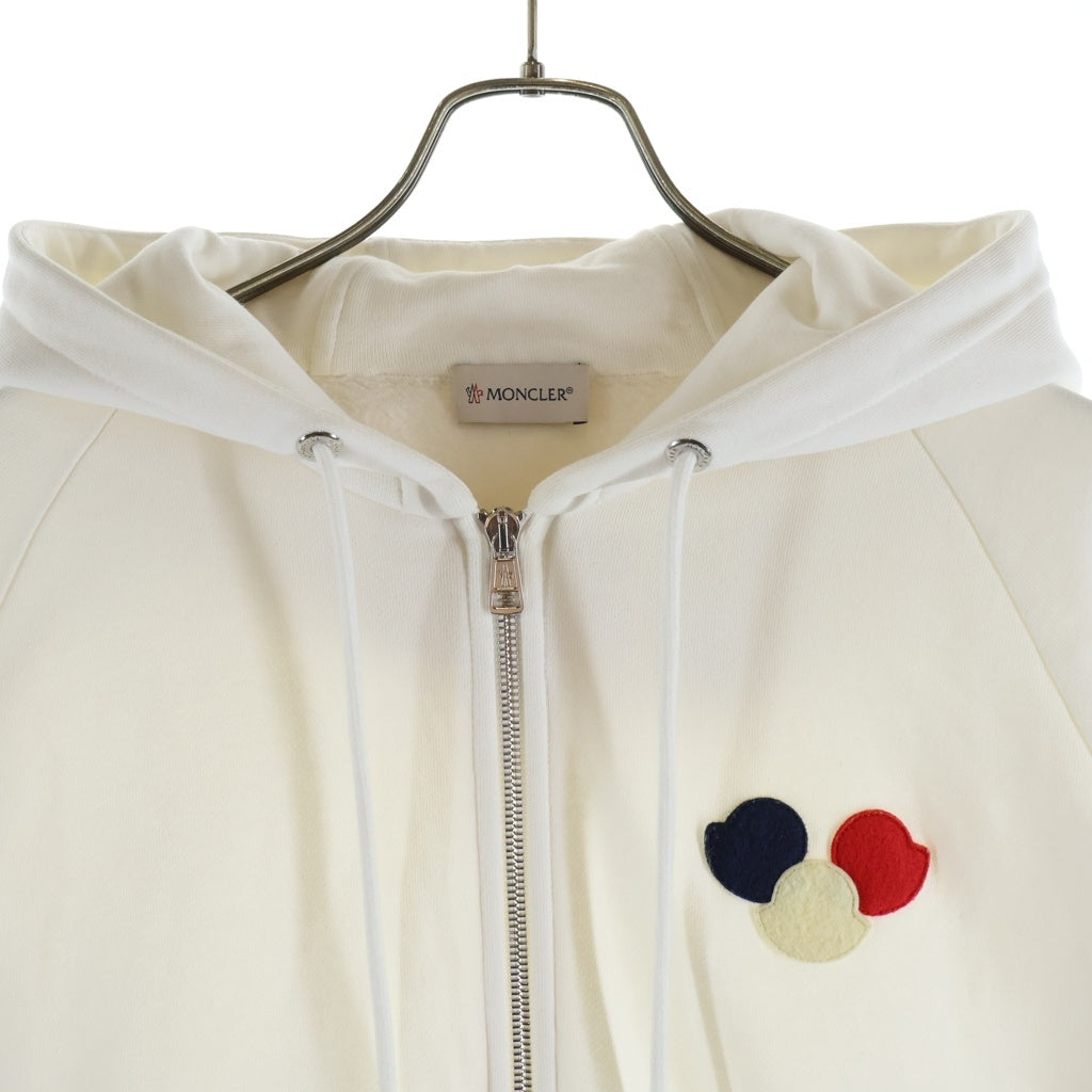 MONCLER(モンクレール) 17AW トリコロール ワッペンロゴ ジップアップ スウェット パーカー フーディー ホワイト C20918400000 80451