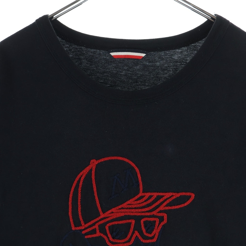 MONCLER(モンクレール) 18AW グラフィック刺繍 ワッペンロゴ 半袖Tシャツ カットソー ブラック D20918003750 8390T