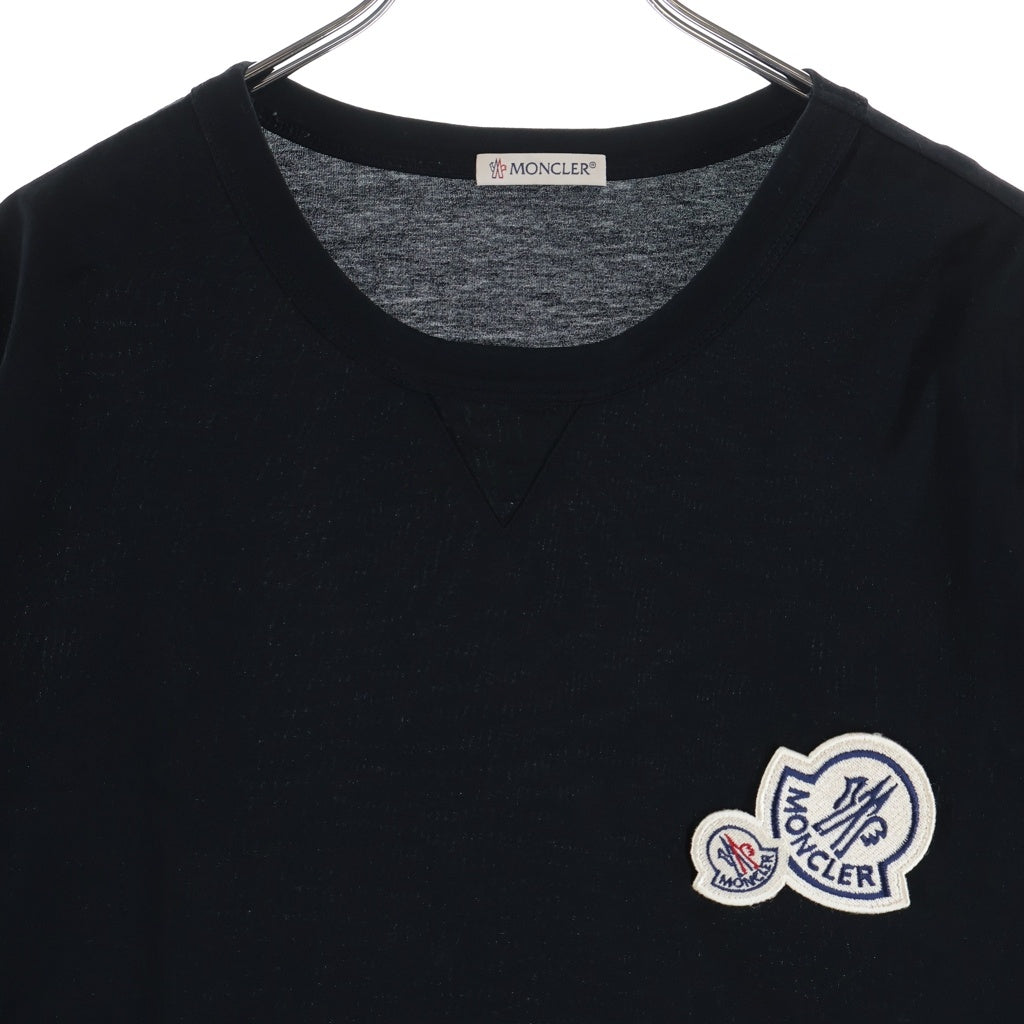 MONCLER(モンクレール) 19SS ダブルワッペンロゴ クルーネック 半袖Tシャツ カットソー ブラック D20918032500 8390Y
