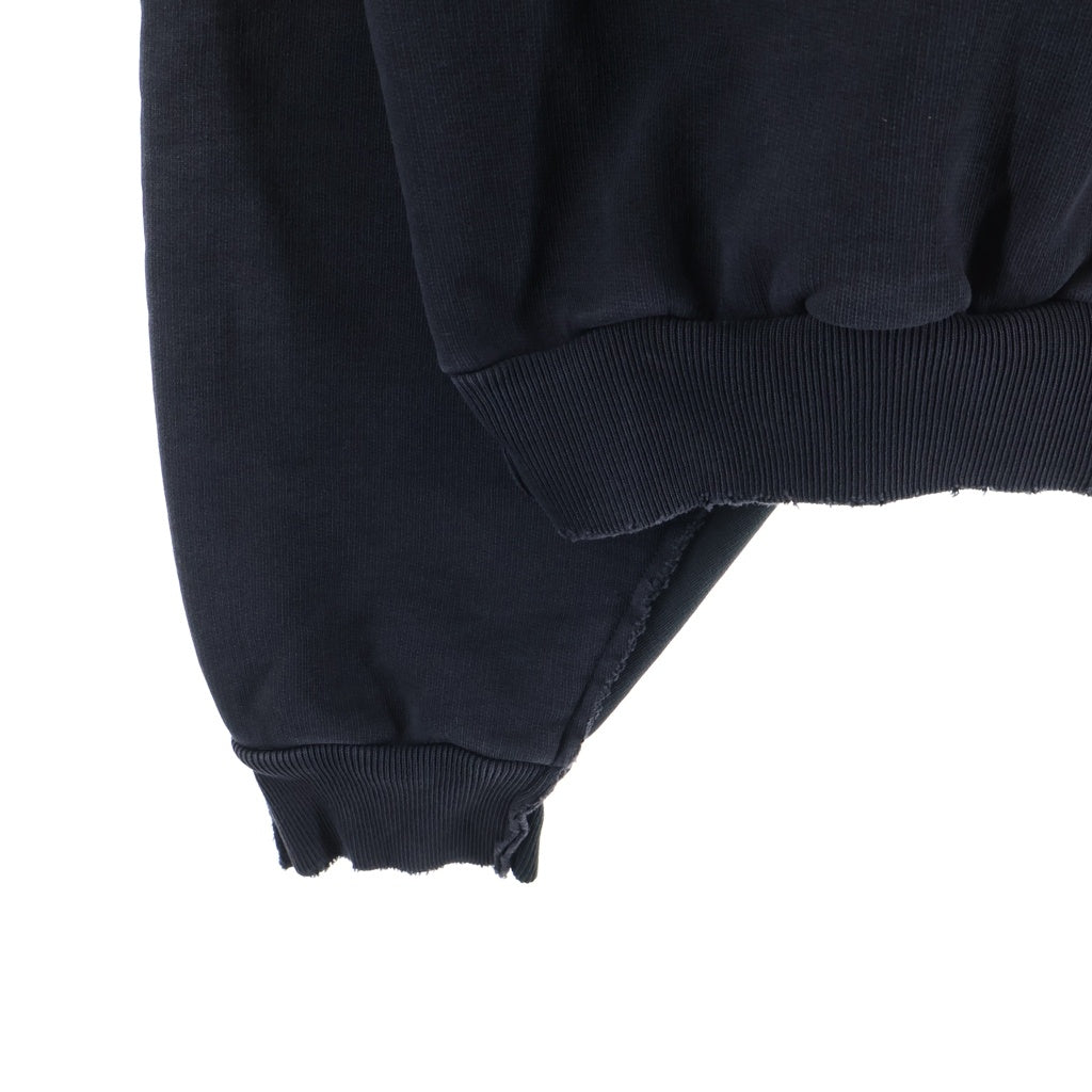 BALENCIAGA(バレンシアガ) 24SS Double Front Crew ダブルフロント ロゴプリント 刺繍 ダメージ加工 クルーネック プルオーバー スウェット トレーナー ブラック 791614