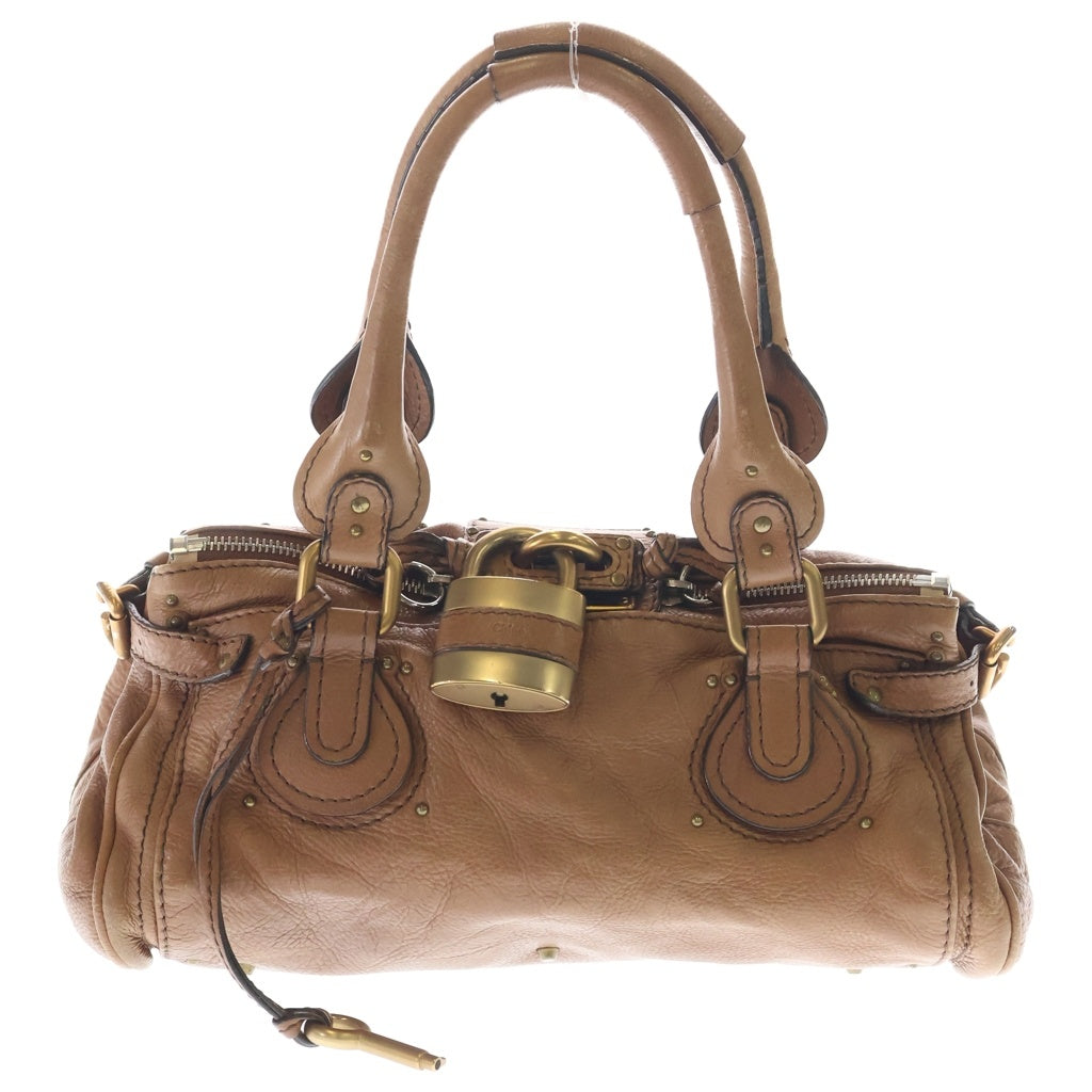 Chloe(クロエ) パディントン ハンドバッグ ブラウン レザー シルバー×ゴールド金具 レディース