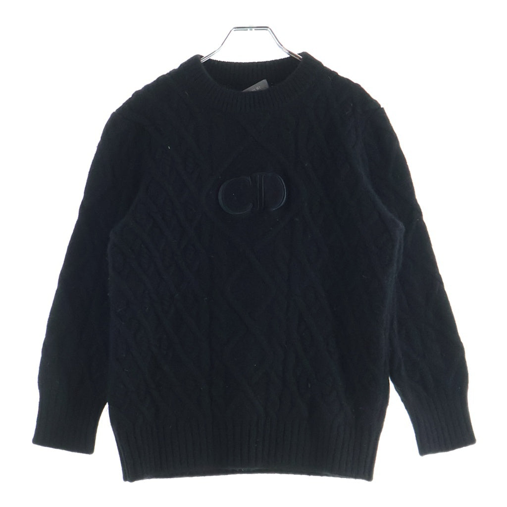 DIOR(ディオール) 21AW CDロゴ シグネチャー カシミヤ クルーネック プルオーバー アラン ニット セーター ブラック 213M656AT183