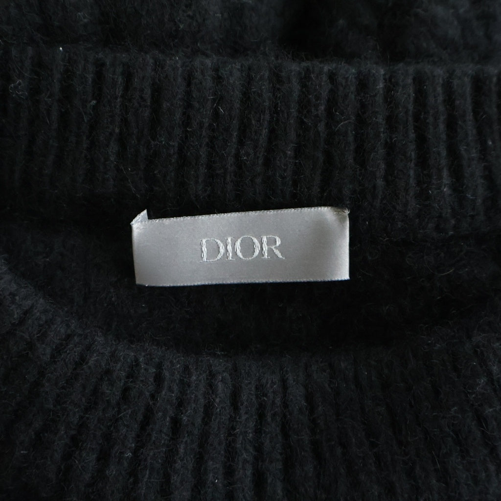 DIOR(ディオール) 21AW CDロゴ シグネチャー カシミヤ クルーネック プルオーバー アラン ニット セーター ブラック 213M656AT183