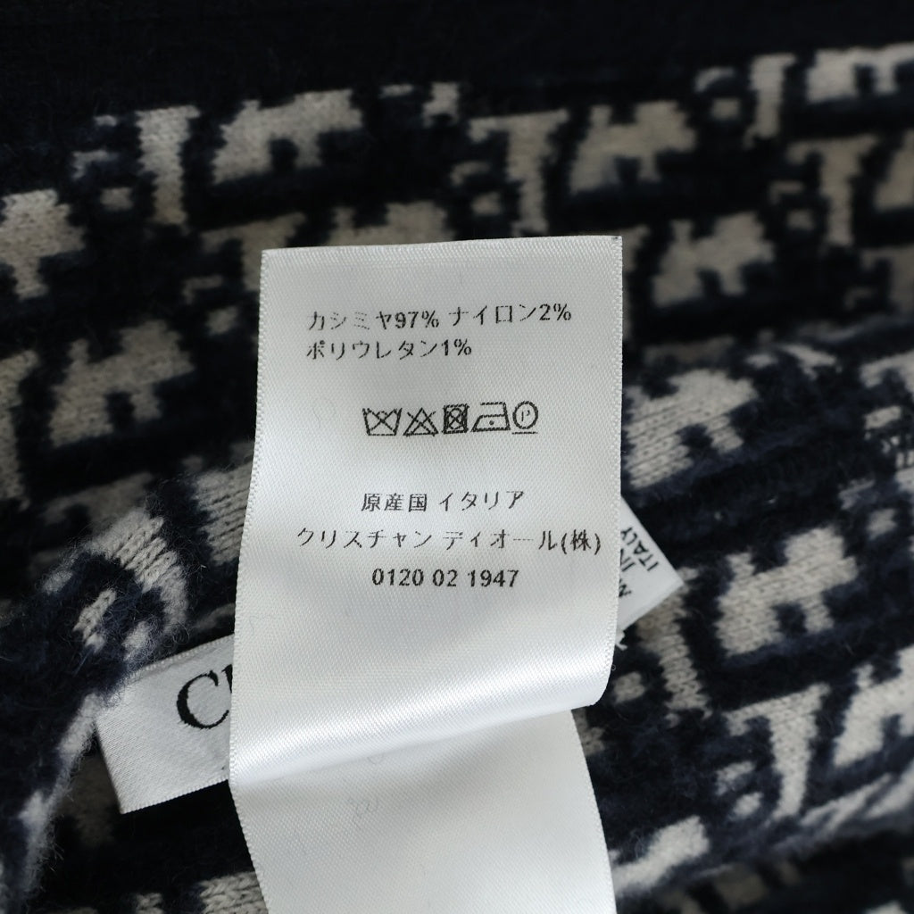 DIOR(ディオール) リバーシブル オブリークジャガード カシミヤ混 ウール ジップアップ ニット パーカー フーディー ネイビー 054G12AM055