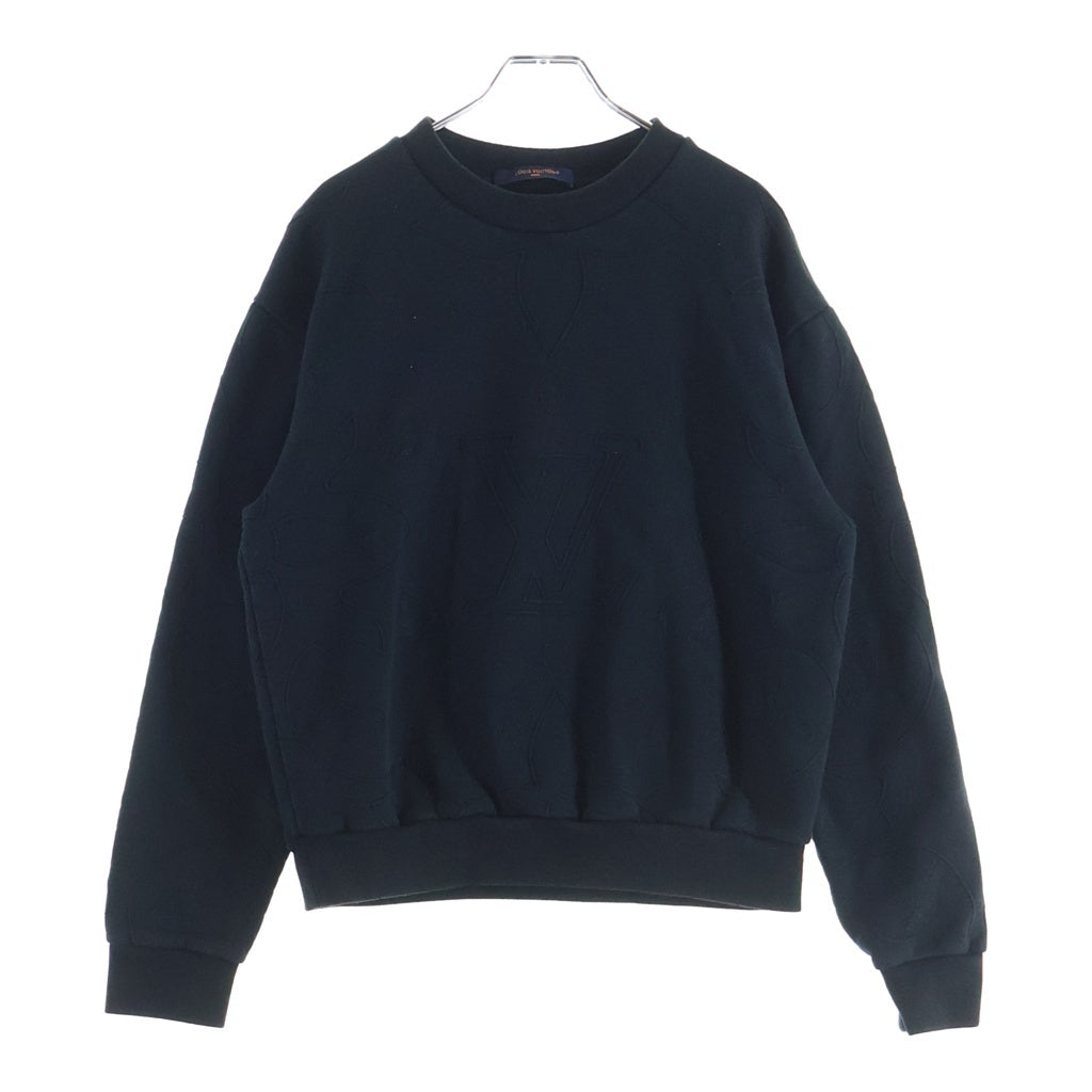 LOUIS VUITTON(ルイヴィトン) 24AW LVロゴ刺繍 コットンジャージー クルーネック プルオーバー スウェット トレーナー ブラック RM242M IHN HRY83W