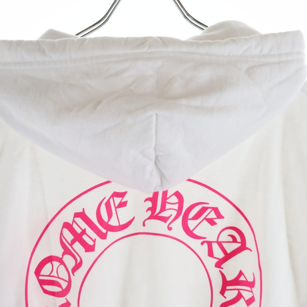 CHROME HEARTS(クロムハーツ) SWTSHRT PLVR ホースシュー 袖フローラル プリントプルオーバーパーカー ホワイト/ピンク