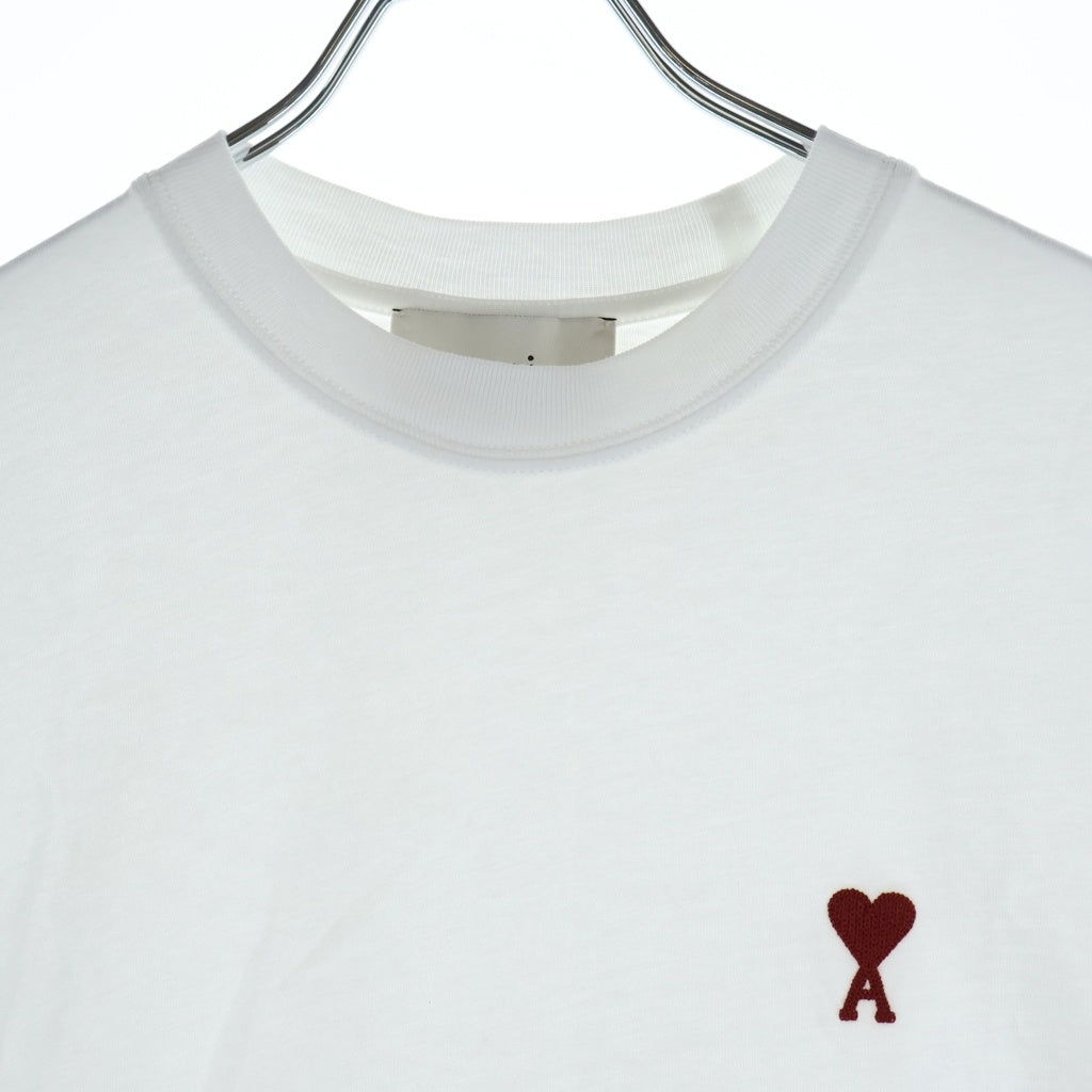 AMI Alexandre Mattiussi(アミアレクサンドルマテュッシ) ハートAロゴ 刺しゅう 半袖Tシャツ カットソー ホワイト BFUTS035.724