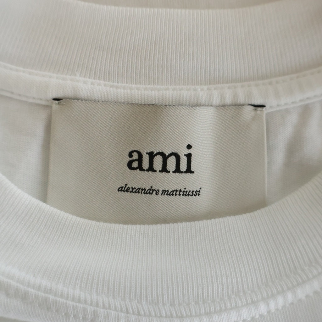 AMI Alexandre Mattiussi(アミアレクサンドルマテュッシ) ハートAロゴ 刺しゅう 半袖Tシャツ カットソー ホワイト BFUTS035.724