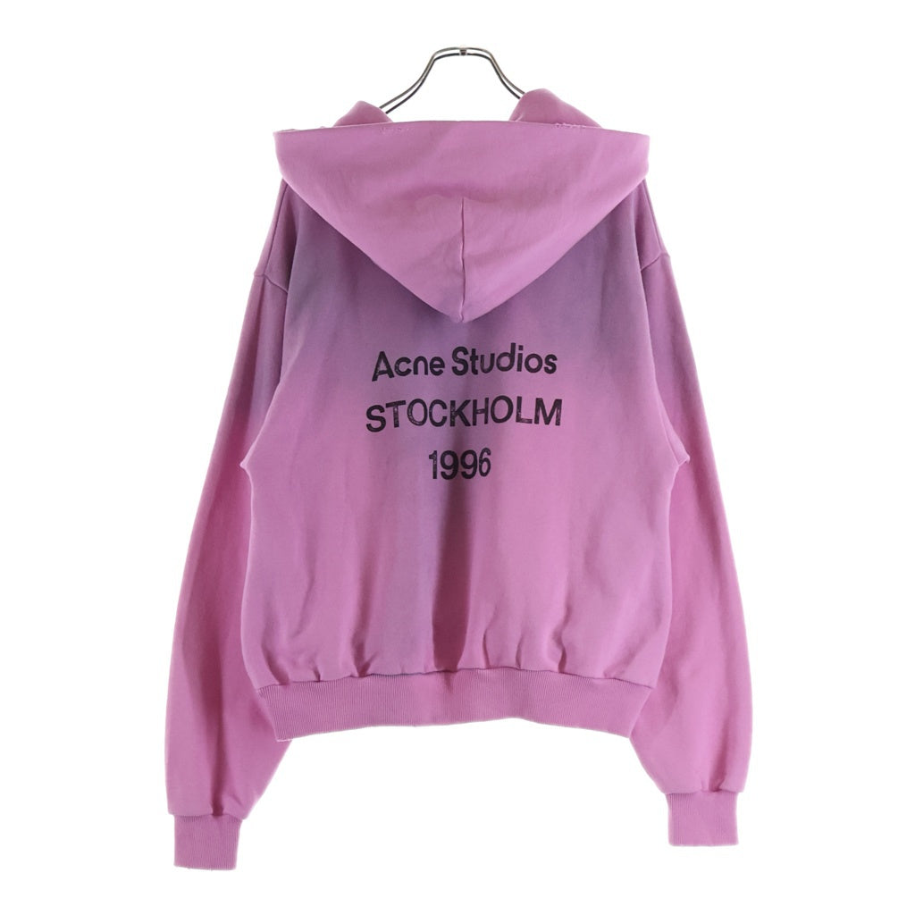 ACNE STUDIOS Bla Konst(アクネストゥディオズ ブロコンスト) 24SS Logo Hoodie Sweater ダメージ加工 ロゴフーディ スウェットパーカー ピンク FN-UX-SWEA000020