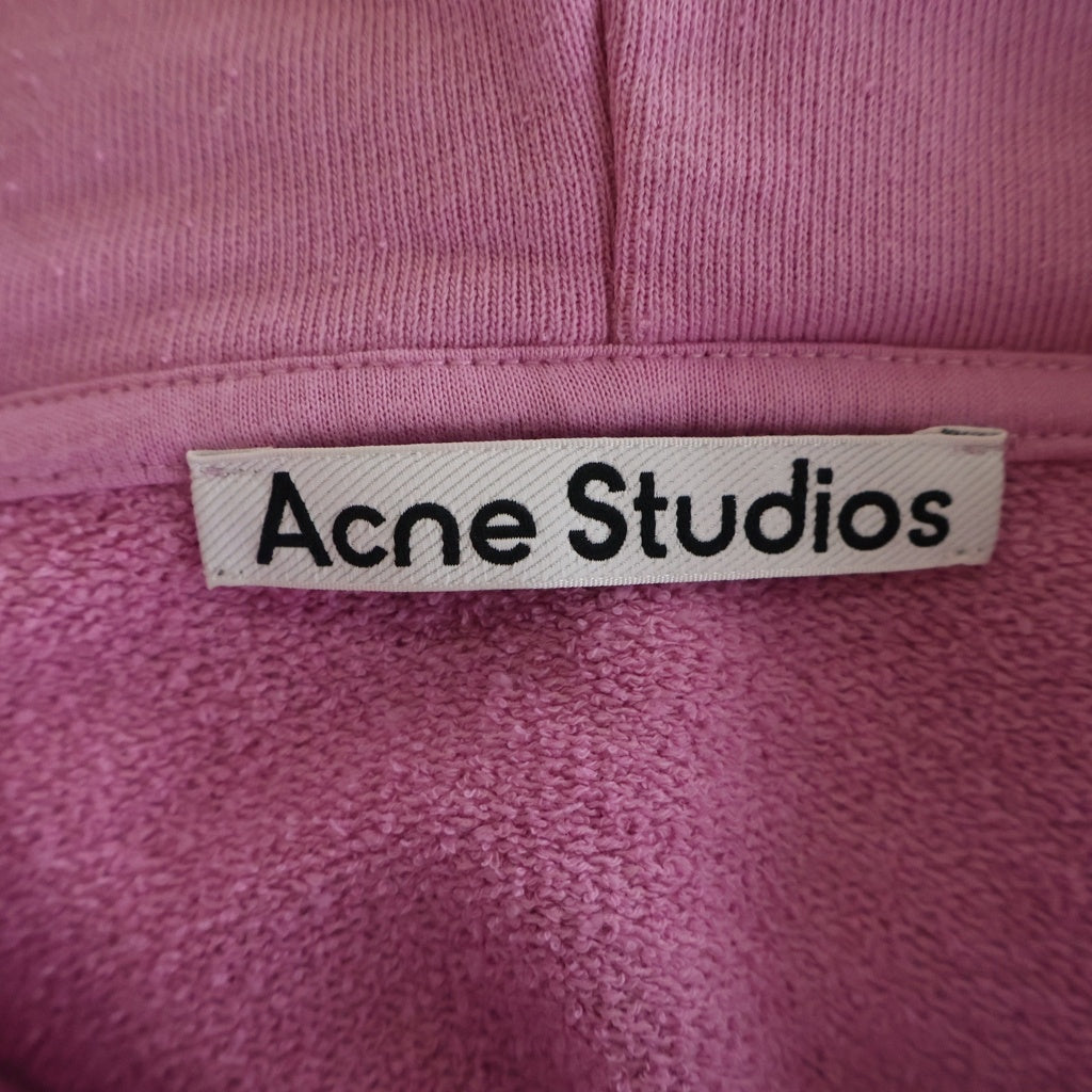 ACNE STUDIOS Bla Konst(アクネストゥディオズ ブロコンスト) 24SS Logo Hoodie Sweater ダメージ加工 ロゴフーディ スウェットパーカー ピンク FN-UX-SWEA000020