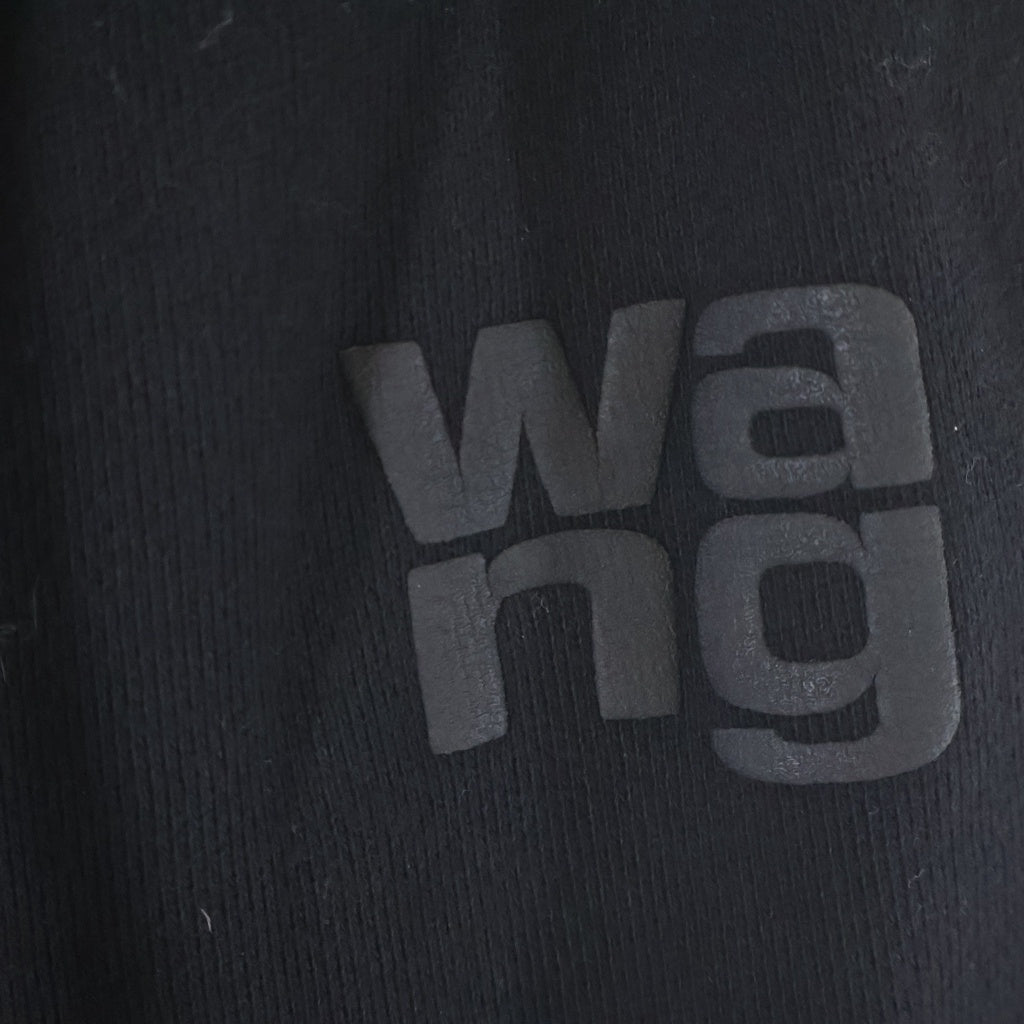 ALEXANDER WANG(アレキサンダーワン) ロゴ スウェットパンツ 裾リブ コットン ブラック