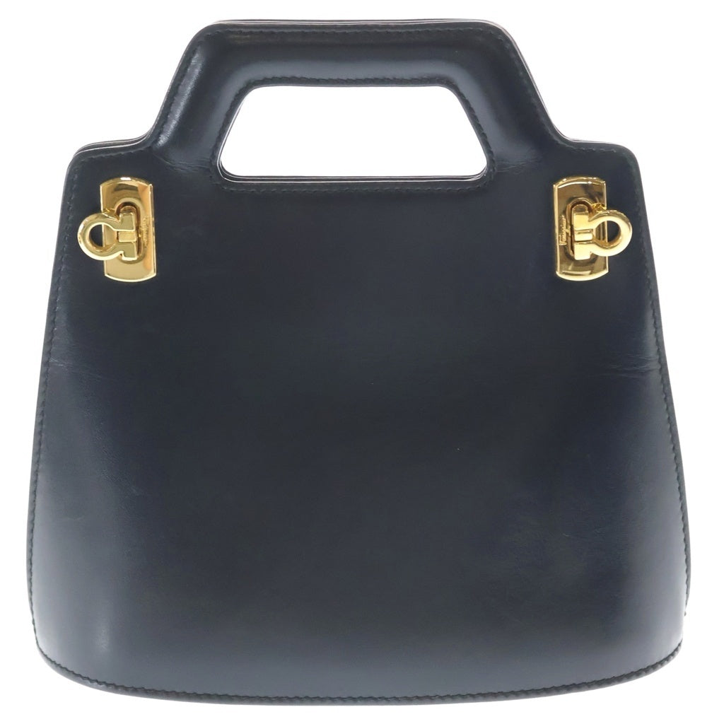 FERRAGAMO(フェラガモ) ガンチーニ レザー 2WAYショルダー ハンドバッグ ブラック BV-215238 レディース