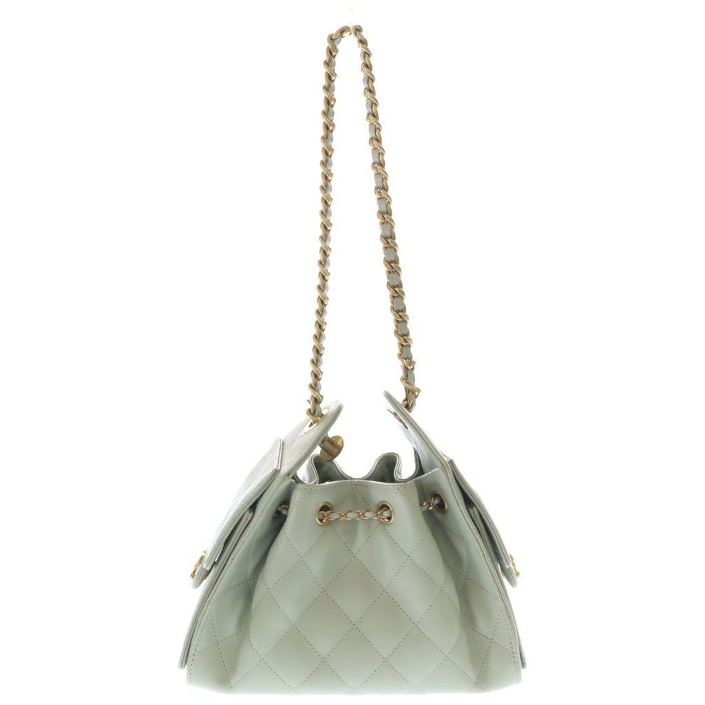 CHANEL(シャネル) シャネル25 ミニ ココマーク キャビアスキン ゴールド金具 チェーンショルダーバッグ AS5293 ライトグリーン グリーン系 レディース