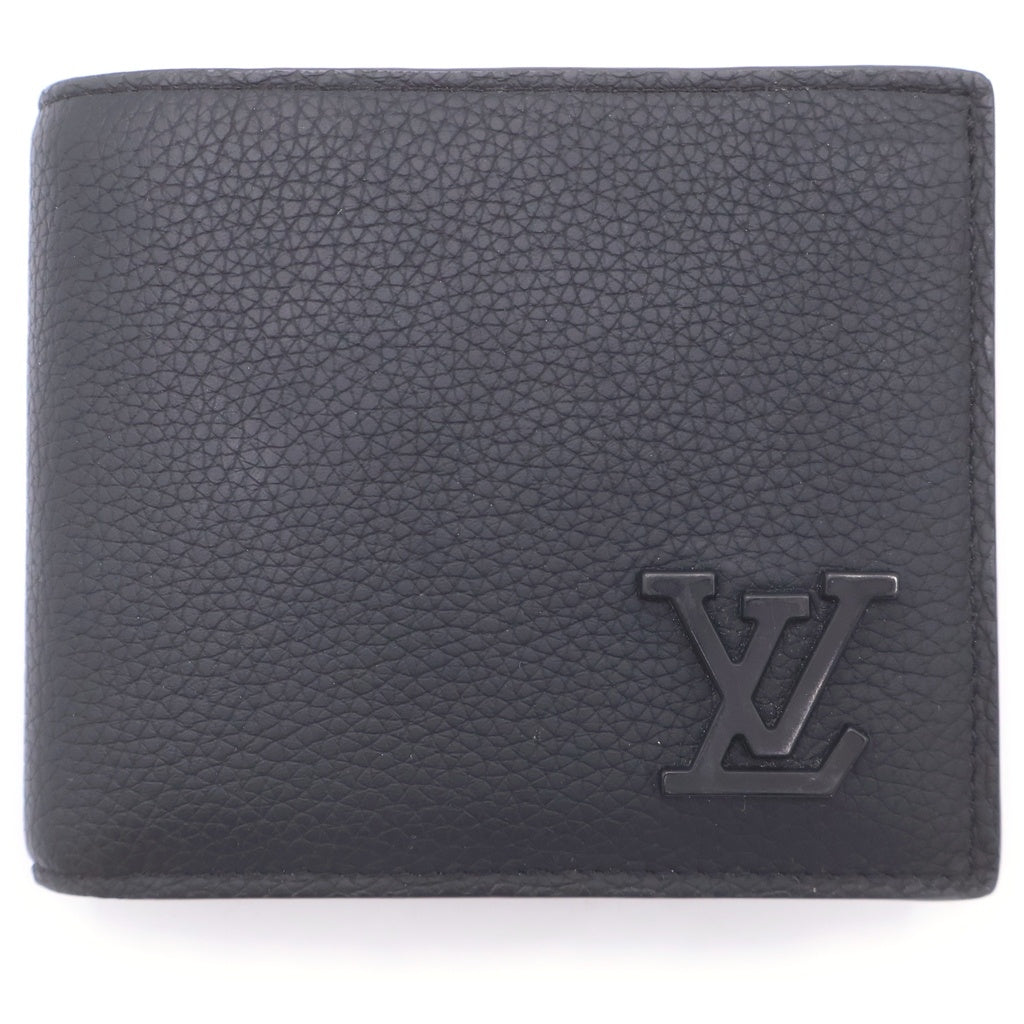 LOUIS VUITTON(ルイヴィトン) アエログラム ポルトフォイユ ミュルティプル レザー 二つ折り財布 ブラック レディース