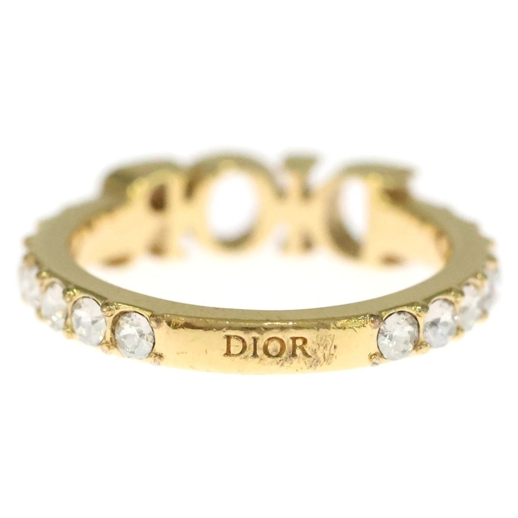 Christian Dior(クリスチャンディオール) ロゴ ラインストーン リング ゴールド #S レディース