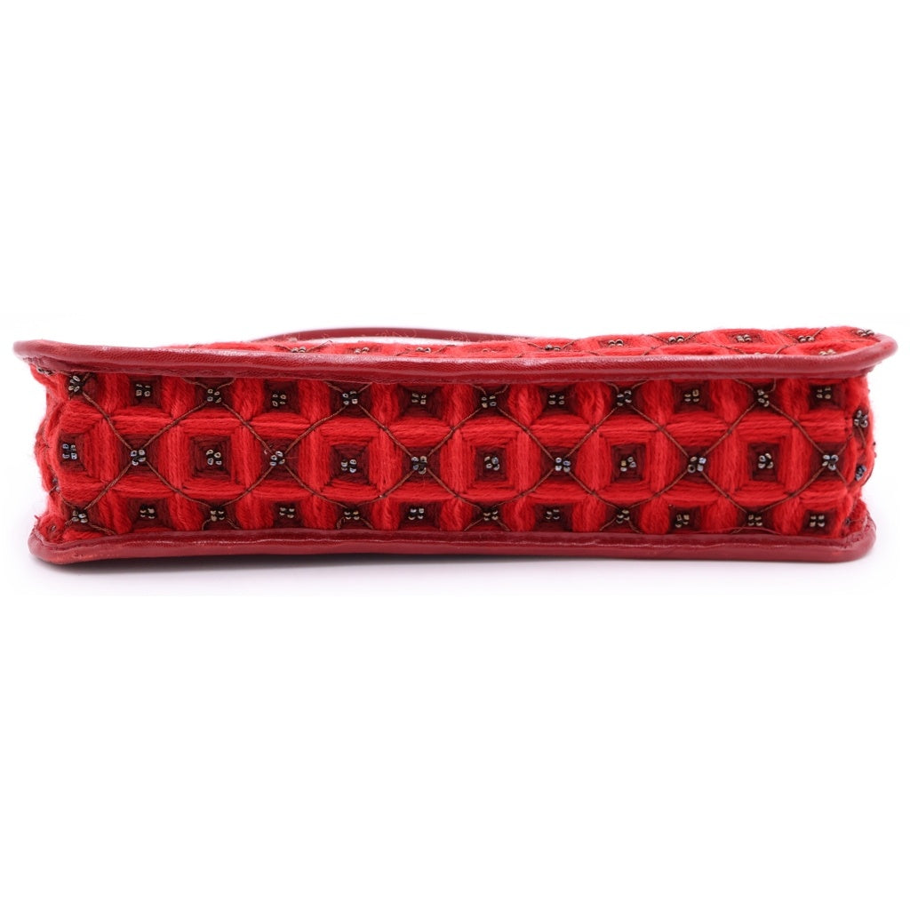 BOTTEGA VENETA(ボッテガヴェネタ) ビーズ ワンショルダーバッグ レッド シルバー金具 レディース
