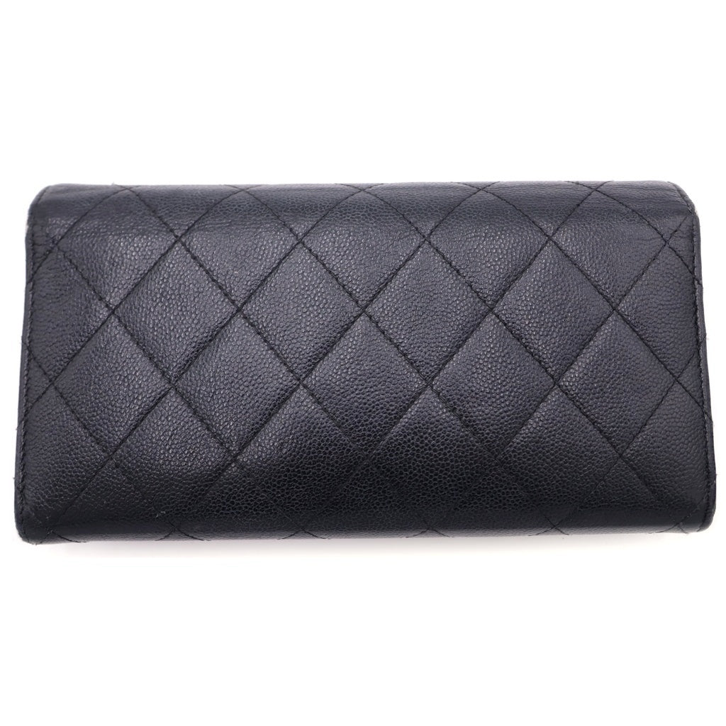 CHANEL(シャネル) マトラッセ 長財布 ロングウォレット ブラック キャビアスキン ゴールド金具 レディース