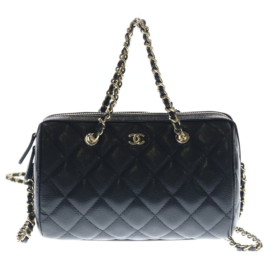 CHANEL(シャネル) マトラッセ タイムレス クラシック ライン キャビアスキン ゴールド金具 2WAY チェーンショルダーバッグ ハンドバッグ ミニボストン AP4474 ブラック レディース