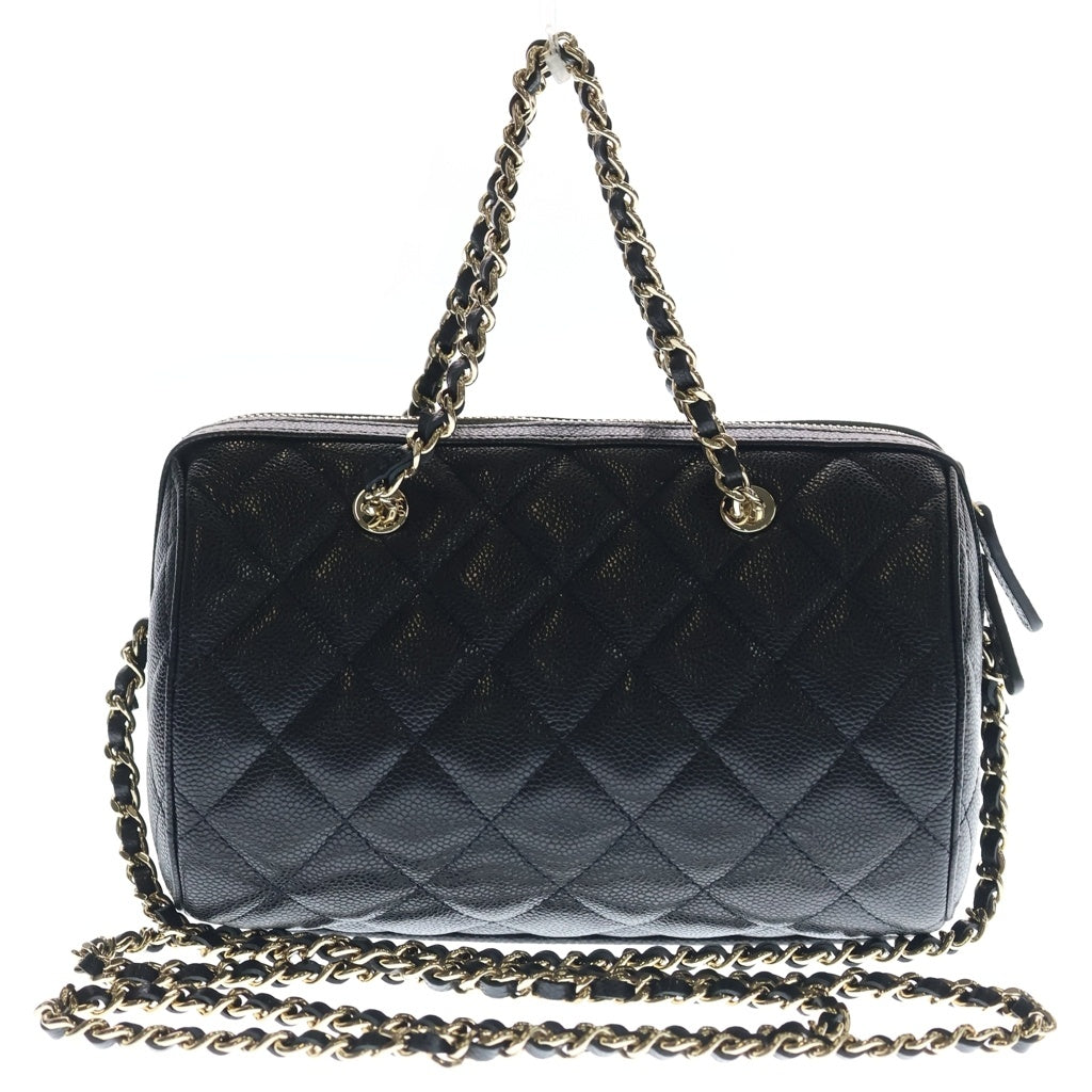 CHANEL(シャネル) マトラッセ タイムレス クラシック ライン キャビアスキン ゴールド金具 2WAY チェーンショルダーバッグ ハンドバッグ ミニボストン AP4474 ブラック レディース