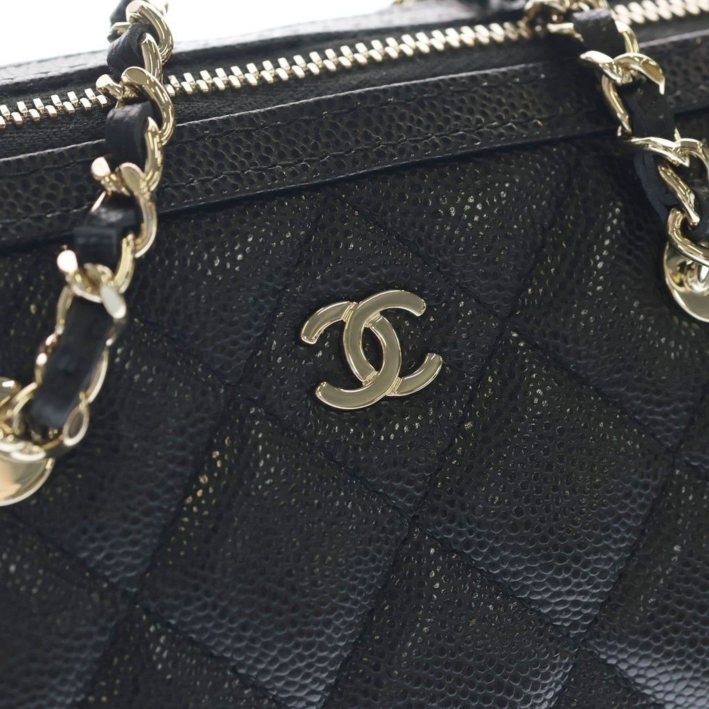 CHANEL(シャネル) マトラッセ タイムレス クラシック ライン キャビアスキン ゴールド金具 2WAY チェーンショルダーバッグ ハンドバッグ ミニボストン AP4474 ブラック レディース