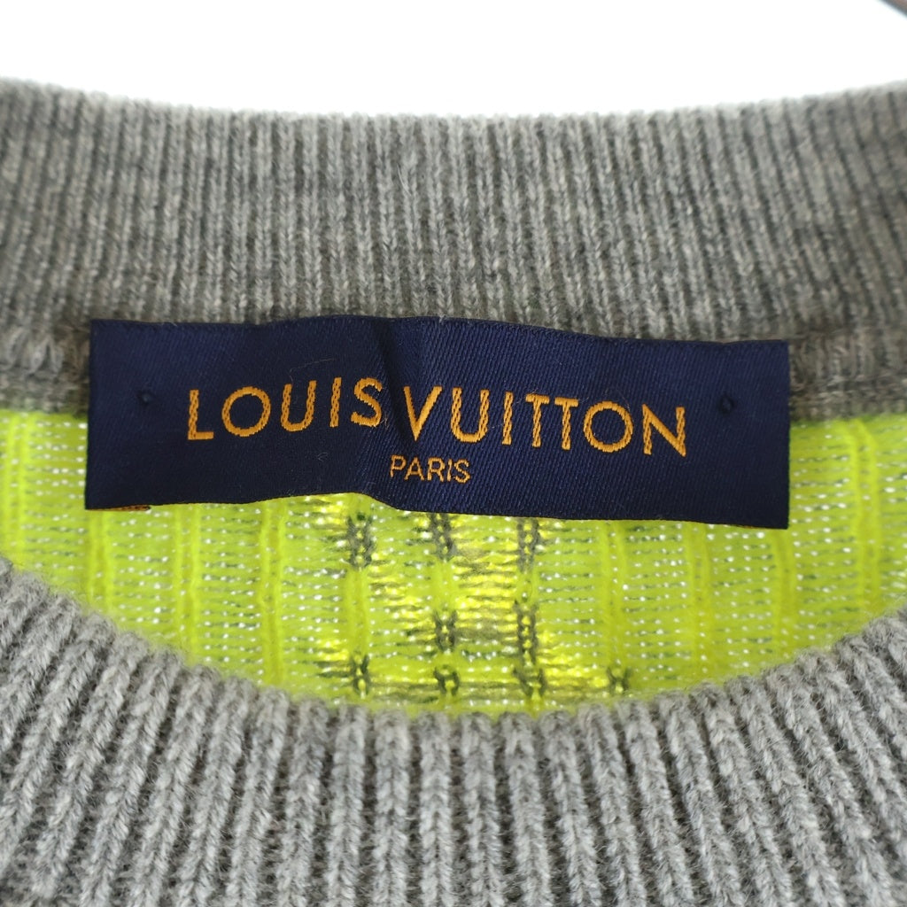 LOUIS VUITTON(ルイヴィトン) モノグラム ラウンドネック ウール長袖ニット グレー #M RM182M