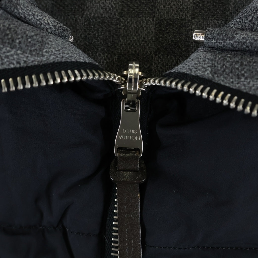 LOUIS VUITTON(ルイヴィトン) ダミエ リバーシブル ダウンジャケット ナイロン コットン ジップアップ フード付き ブラック/グレー RM142Q