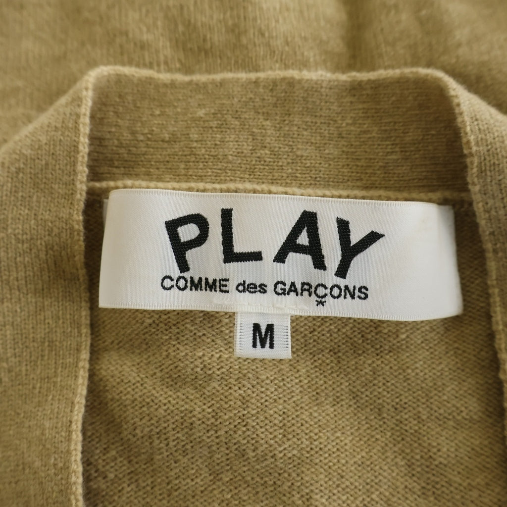 PLAY COMME des GARCONS(プレイコムデギャルソン) AD2025 ハートロゴ ラインストーン Vネック カーディガン ベージュ AX-N806