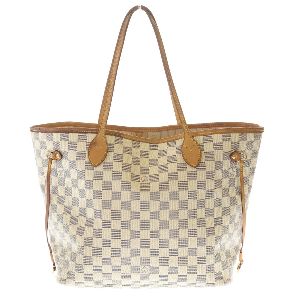 LOUIS VUITTON(ルイヴィトン) ダミエ アズール ネヴァーフルMM ハンドバッグ トートバッグ アイボリー×ブラウン PVCレザー N51107 ゴールド金具 レディース