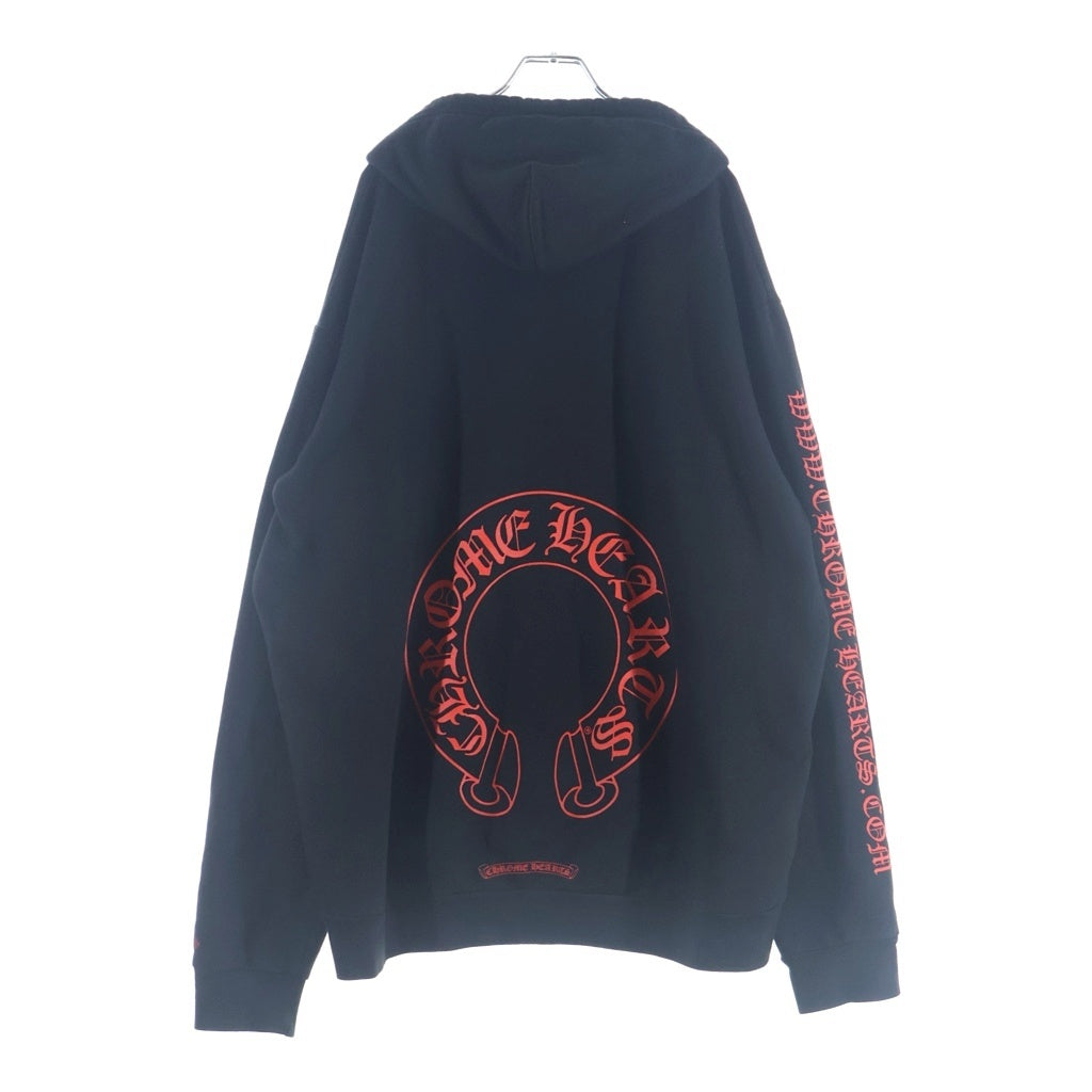 CHROME HEARTS(クロムハーツ) HORSESHOE PULLOVER HOODIE ホースシュー オンライン限定 プルオーバースウェットフーディー パーカー ブラック/レッド