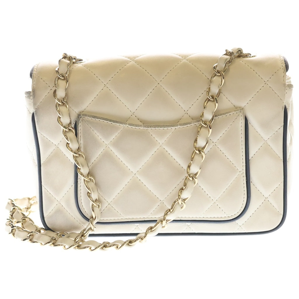 CHANEL(シャネル) マトラッセ ミニフラップバッグ 白 ラムスキン GD金具 AS5151 T96C3E63 レディース