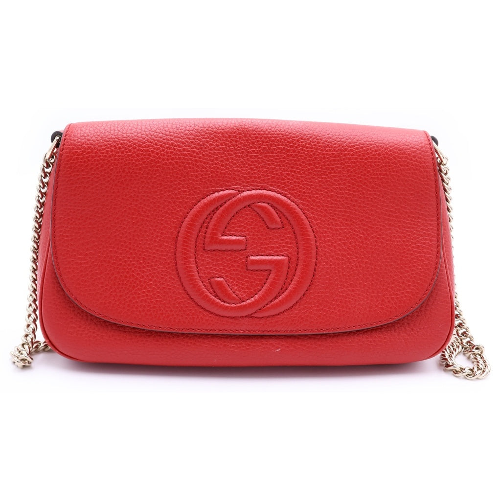 GUCCI(グッチ) ソーホー チェーンショルダーバッグ 赤 レザー 536224 タッセル レディース