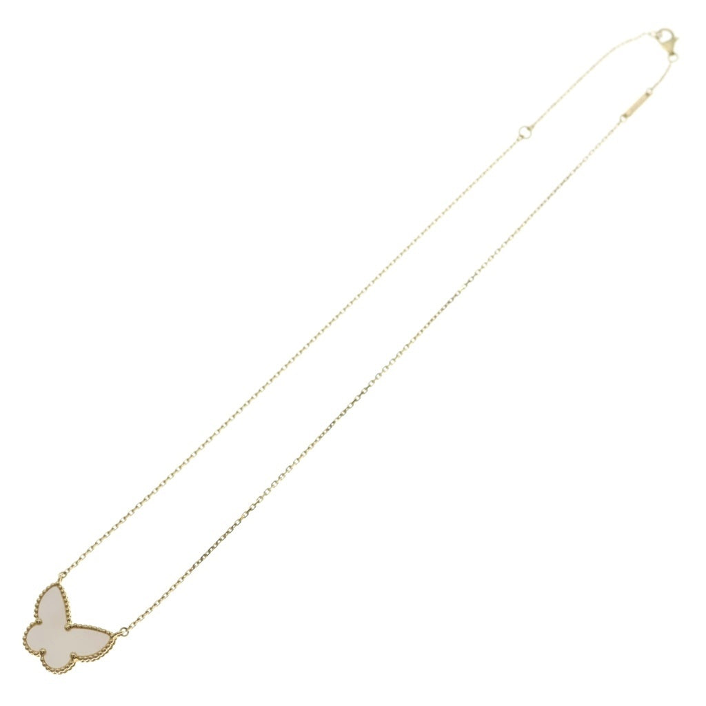 Van Cleef & Arpels(ヴァンクリーフアンドアーペル) ラッキーアルハンブラ パピヨン マザーオブパール ネックレス Au750YG 6.2g JE307117 箱・旧保 レディース