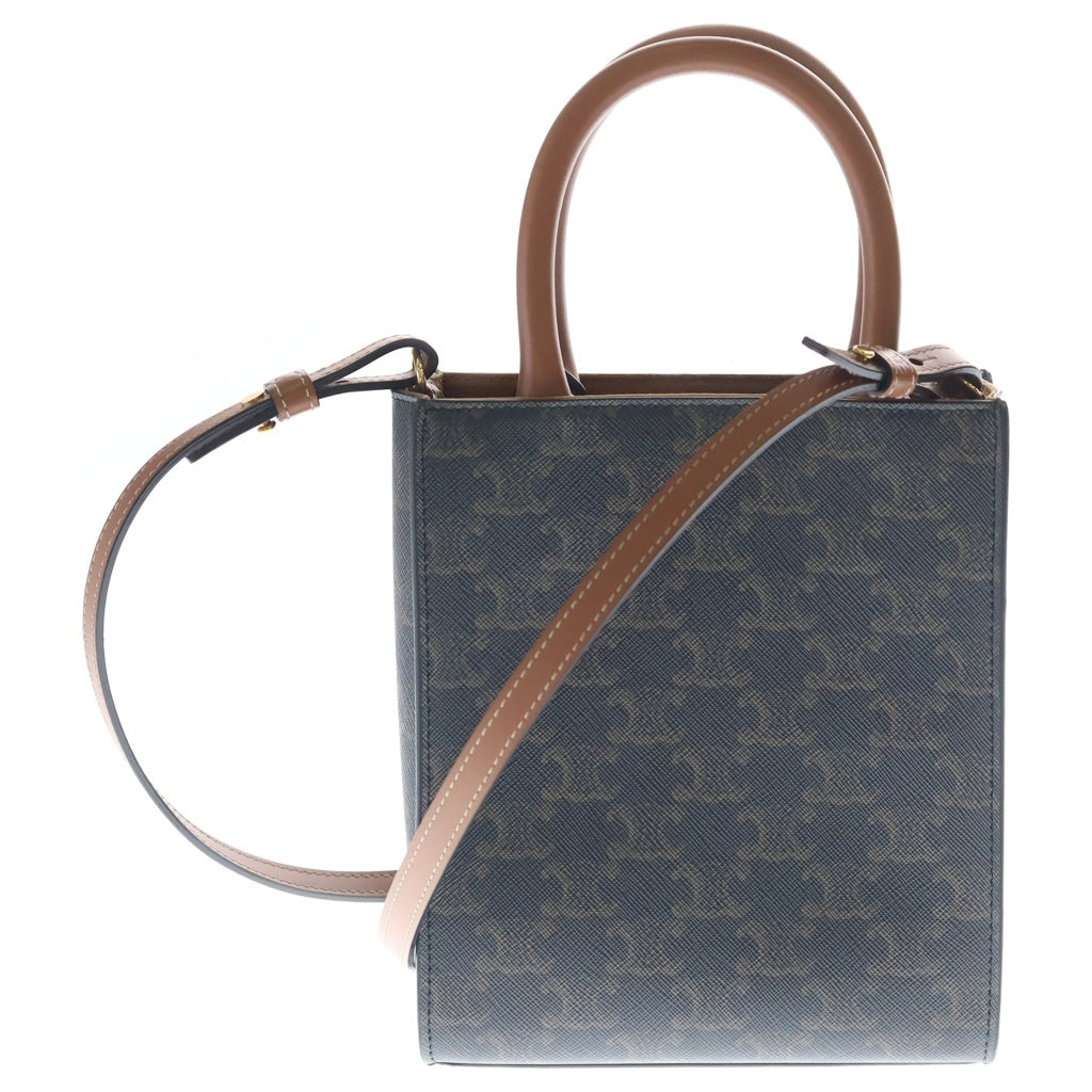 CELINE(セリーヌ) トリオンフ ミニ バーティカル カバ 2WAYバッグ ショルダーバッグ ミニバッグ ブラウン レザー×PVC ゴールド金具 レディース