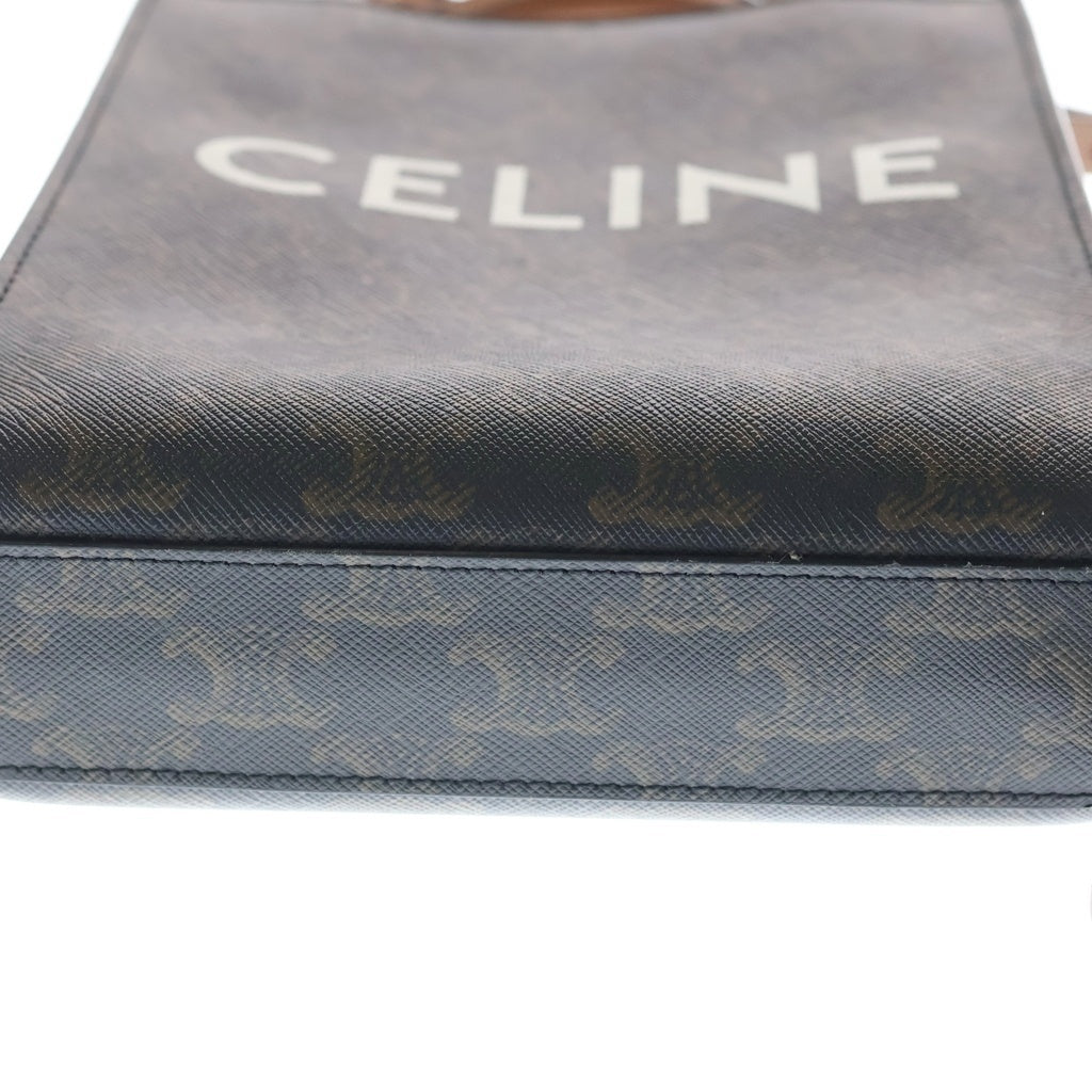 CELINE(セリーヌ) トリオンフ ミニ バーティカル カバ 2WAYバッグ ショルダーバッグ ミニバッグ ブラウン レザー×PVC ゴールド金具 レディース