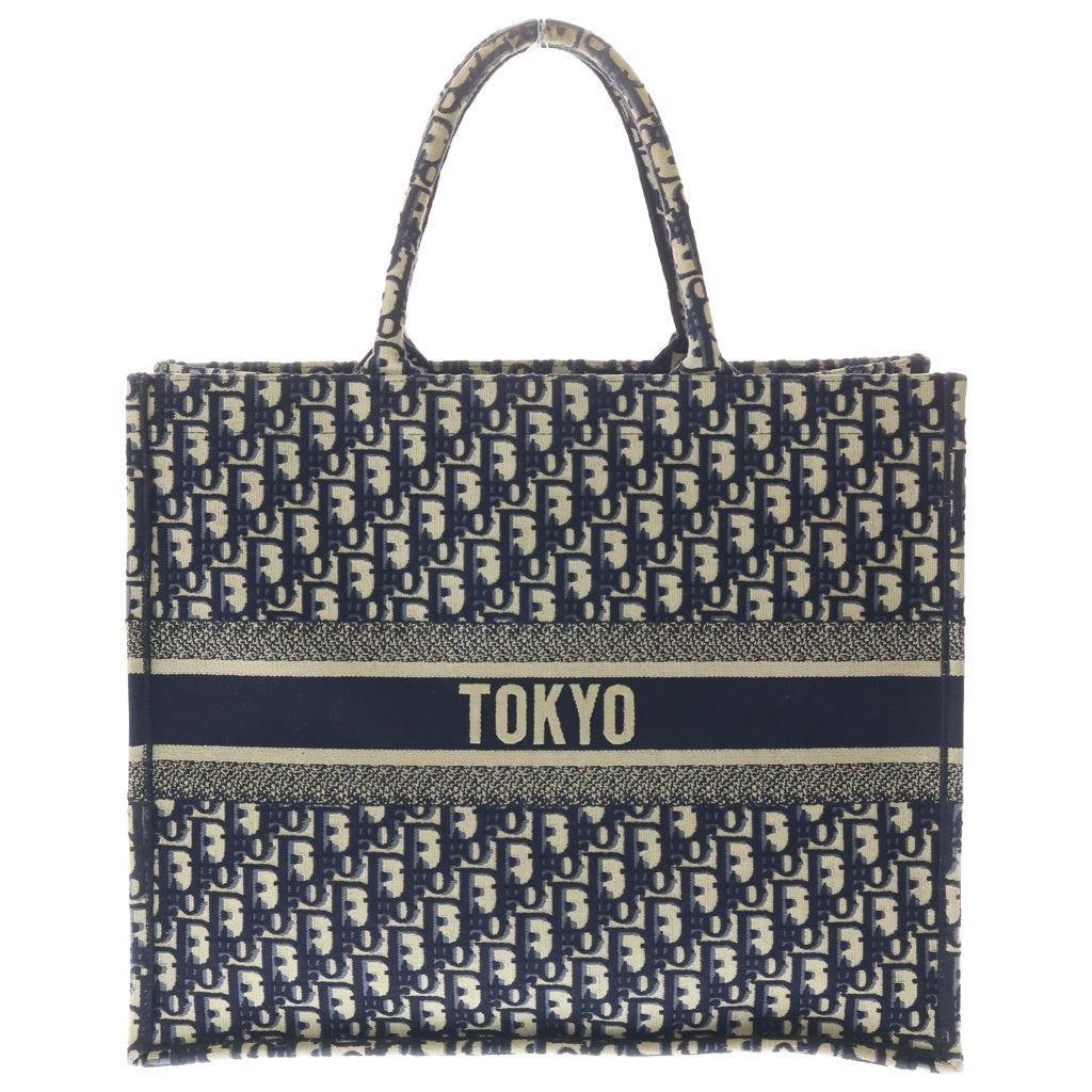 Christian Dior(クリスチャンディオール) BOOK TOTE TOKYO 東京限定 ブックトート ラージ オブリーク ジャガード トートバッグ ネイビー レディース