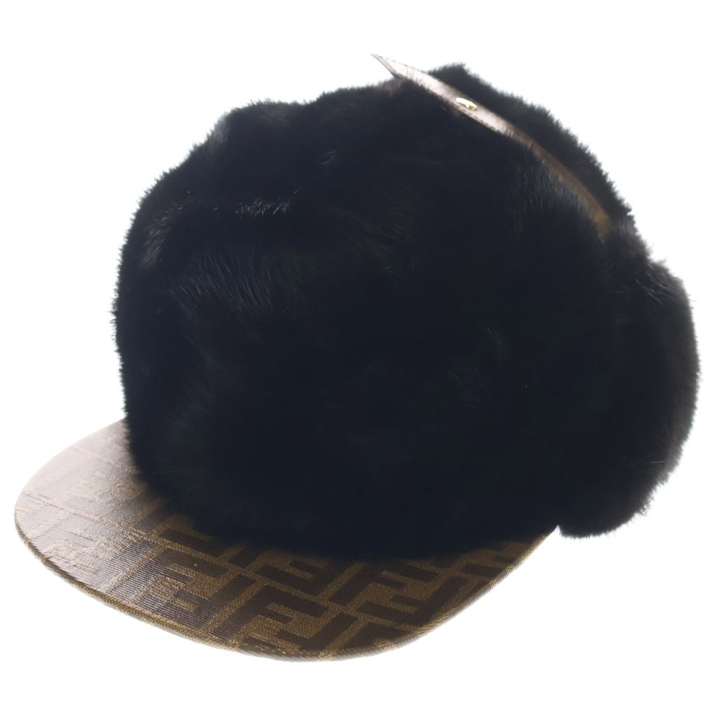 FENDI(フェンディ) ズッカ柄 ミンクファー フライトキャップ 帽子 ブラウン FNX096 AA2N F0GME レディース