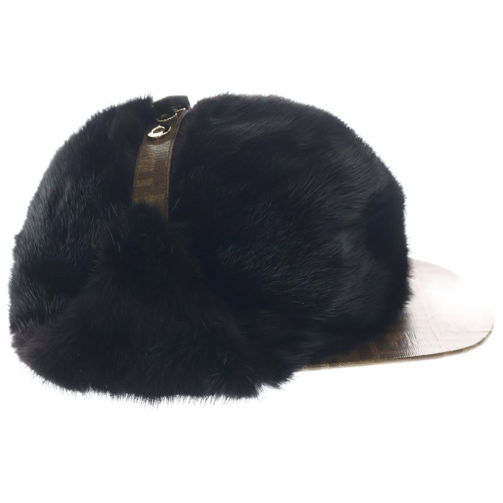 FENDI(フェンディ) ズッカ柄 ミンクファー フライトキャップ 帽子 ブラウン FNX096 AA2N F0GME レディース