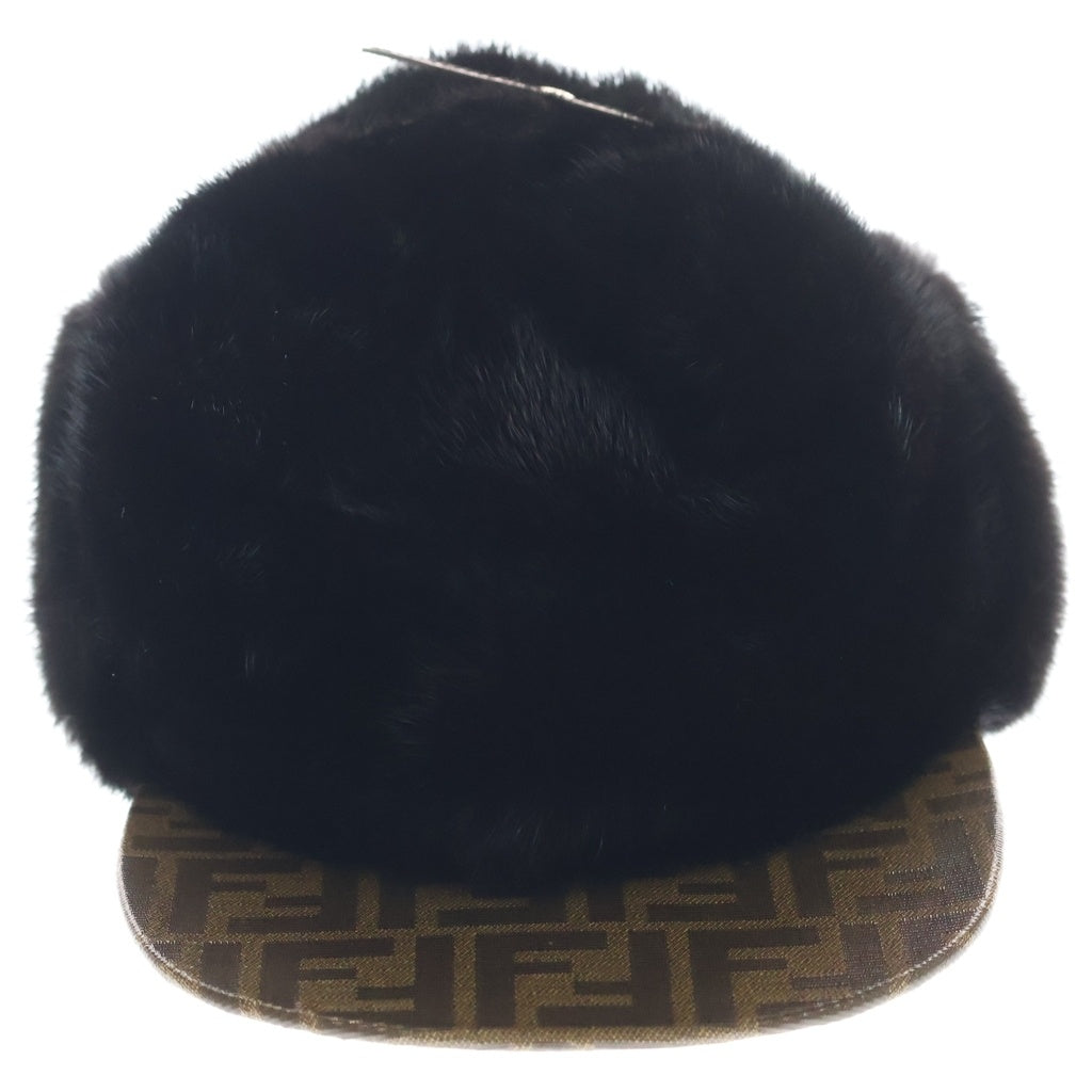 FENDI(フェンディ) ズッカ柄 ミンクファー フライトキャップ 帽子 ブラウン FNX096 AA2N F0GME レディース