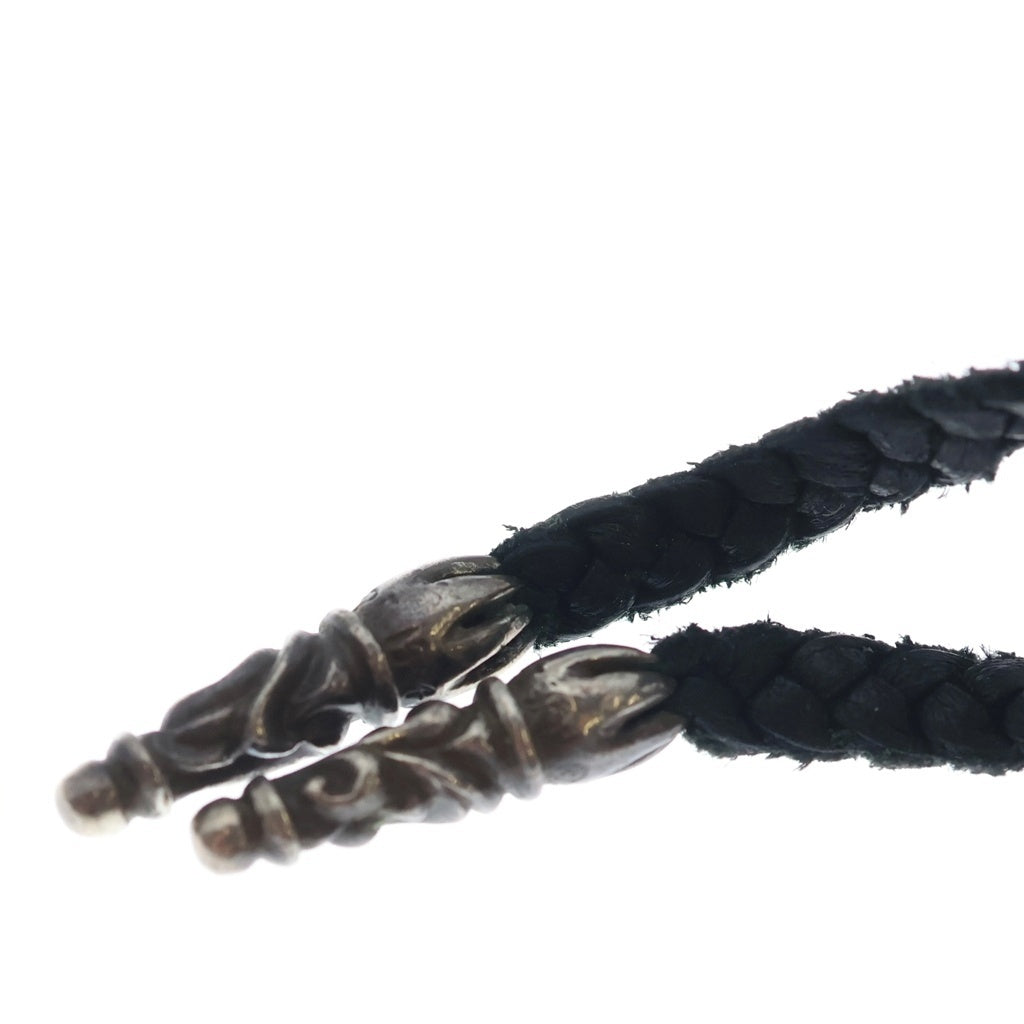 CHROME HEARTS(クロムハーツ) LEATHER BRAID SCROLL ネックレス レザーブレイドネックレス ブラック/シルバー BCA377