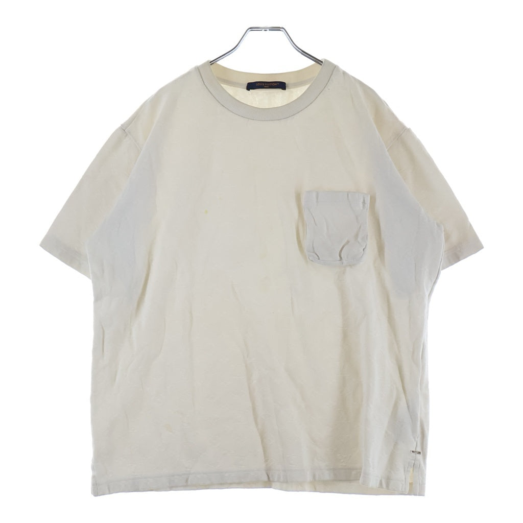 LOUIS VUITTON(ルイヴィトン) 23AW 3Dポケット モノグラム ジャガード コットン クルーネック 半袖Tシャツ カットソー ホワイト RM232Q