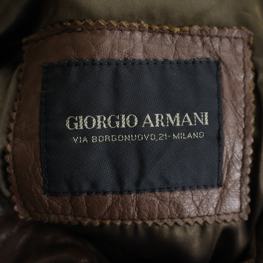 GIORGIO ARMANI(ジョルジオアルマーニ) レザージャケット 総裏 ブラウン #50